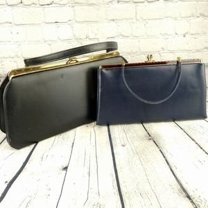Pair of Vintage Frame Purses, Navy & Black